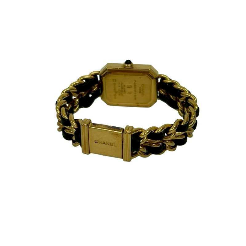 香奈兒 Premiere 系列不鏽鋼和皮革石英腕錶，金色/黑色 (23978)-6