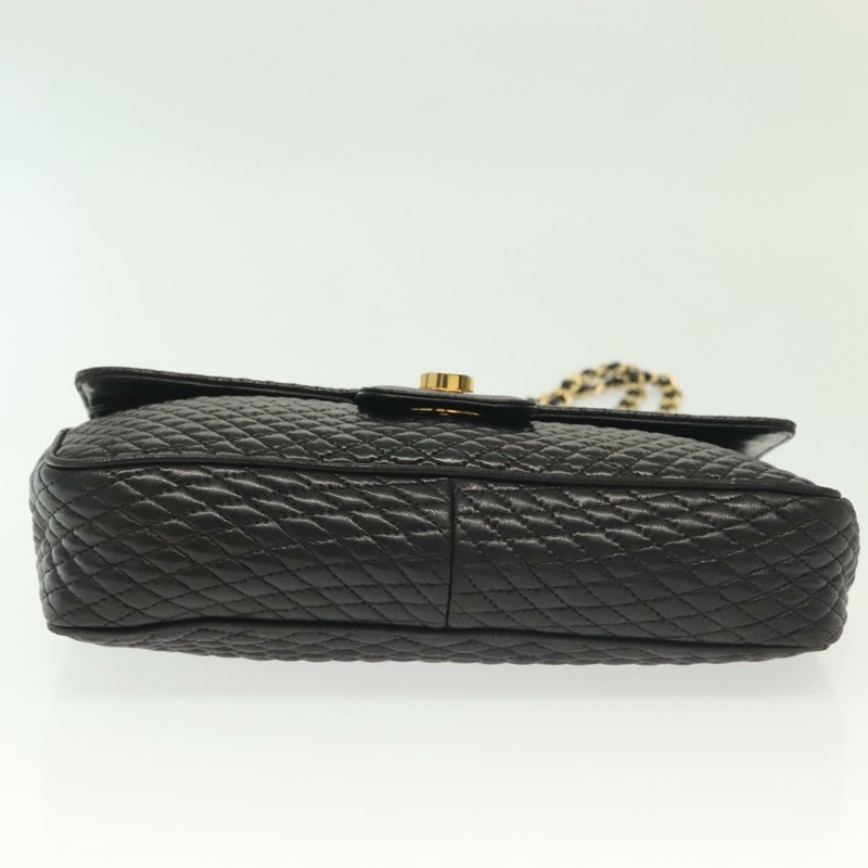 【日本直送】BALLY 絎縫鏈條單肩包 皮革 黑色 金色 正品 BA5433-4