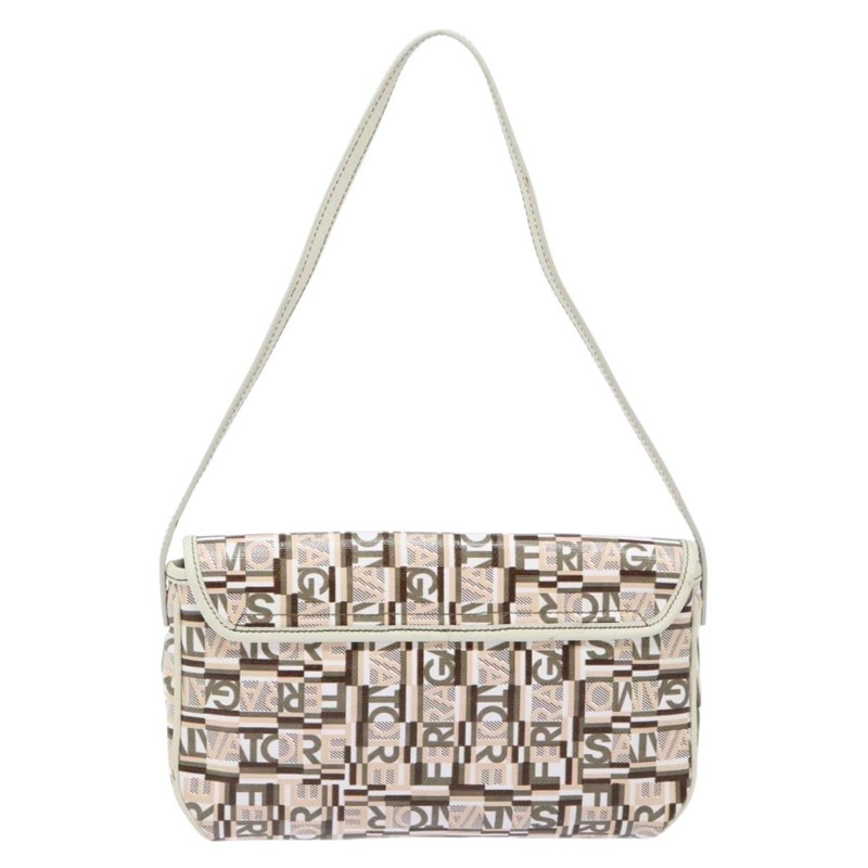 【日本直送】Salvatore Ferragamo 配件包 PVC 米色 銀色 正品 BA5509-1