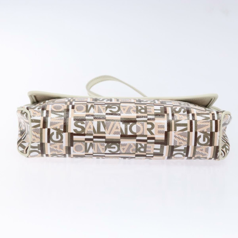 【日本直送】Salvatore Ferragamo 配件包 PVC 米色 銀色 正品 BA5509-4