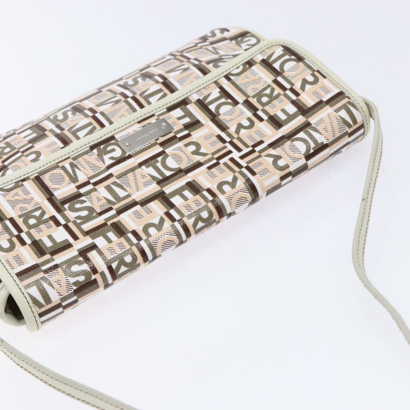 【日本直送】Salvatore Ferragamo 配件包 PVC 米色 銀色 正品 BA5509-5