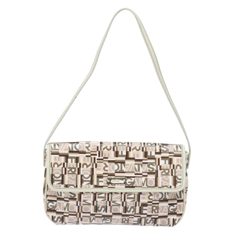 【日本直送】Salvatore Ferragamo 配件包 PVC 米色 銀色 正品 BA5509-12