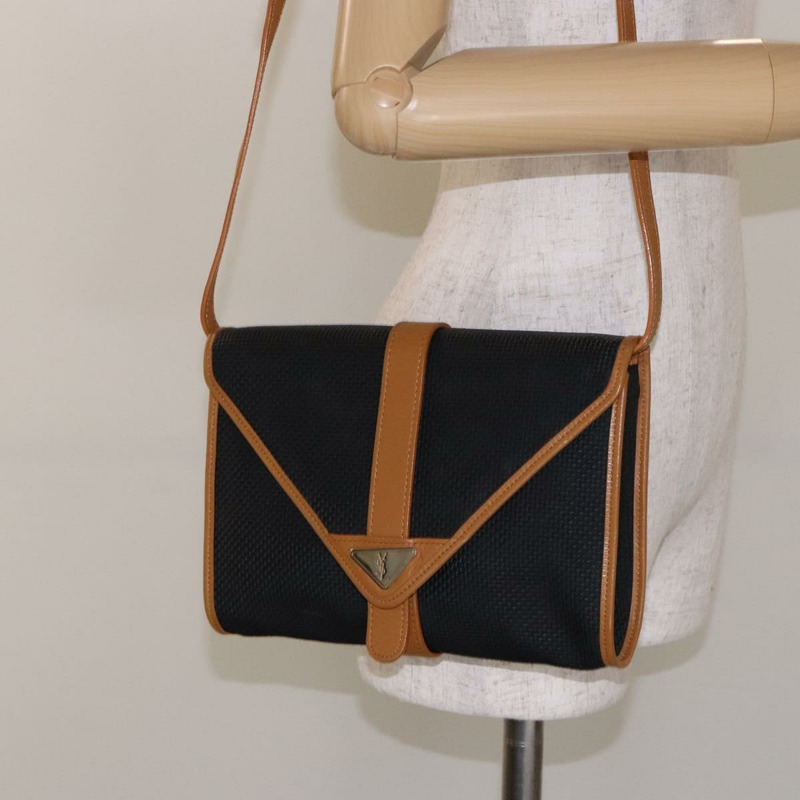 【日本直送】SAINT LAURENT 單肩包 PVC 皮革 棕色 金色 正品 BA5492-21