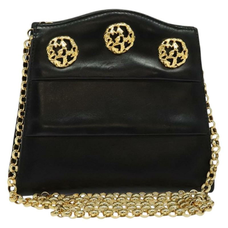 【日本直送】Salvatore Ferragamo 鏈條單肩包 皮革 黑色 金色 正品 BA5489-0