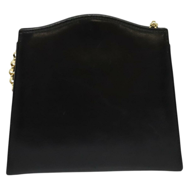 【日本直送】Salvatore Ferragamo 鏈條單肩包 皮革 黑色 金色 正品 BA5489-1