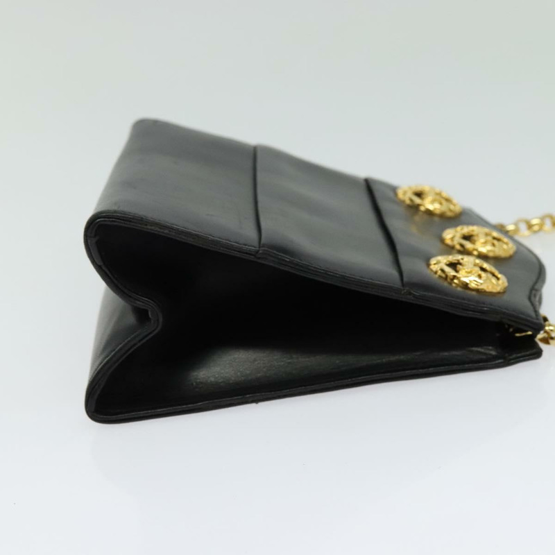 【日本直送】Salvatore Ferragamo 鏈條單肩包 皮革 黑色 金色 正品 BA5489-3