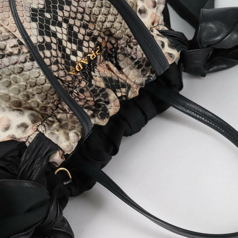 【日本直送】PRADA 尼龍黑色金色托特包 正品 yk19341V-5