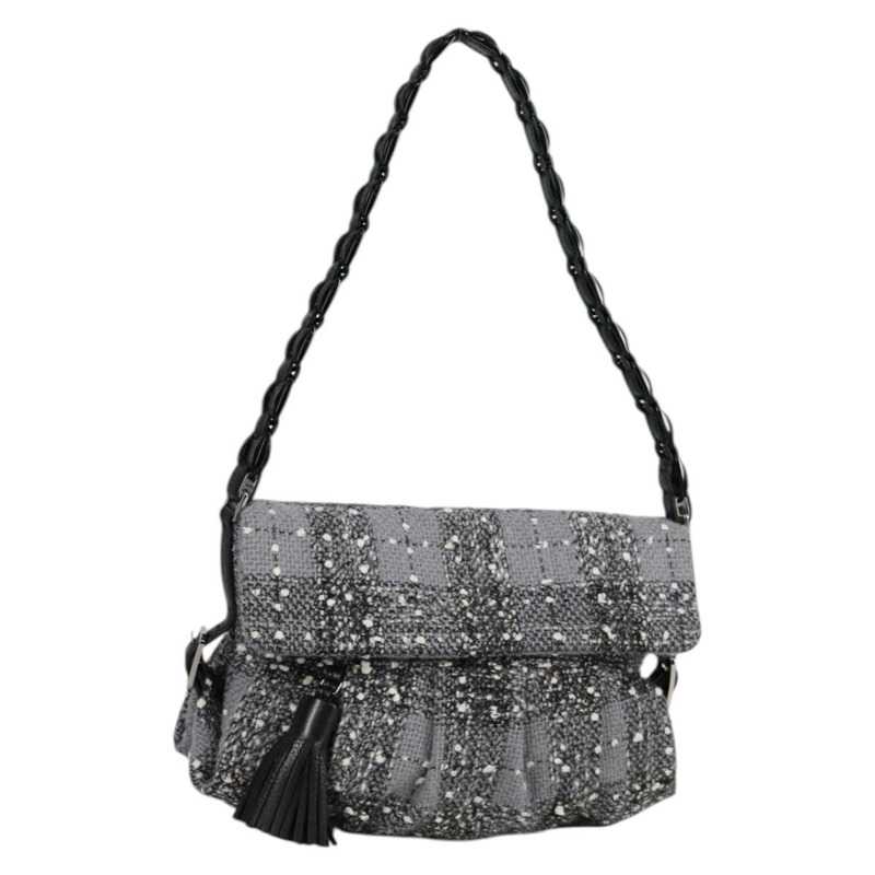 【日本直送】Salvatore Ferragamo 羊毛灰色銀色單肩包 正品 BA5563V-0