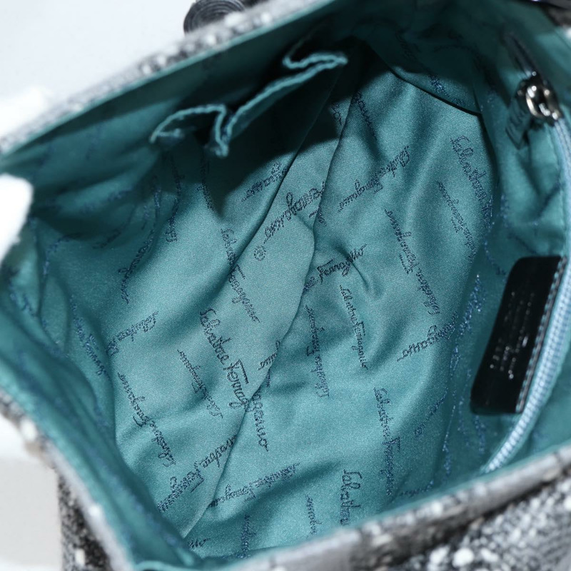 【日本直送】Salvatore Ferragamo 羊毛灰色銀色單肩包 正品 BA5563V-9