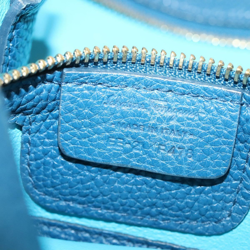 【日本直送】Salvatore Ferragamo 手提包 皮革 藍色 金色 正品 140893-11