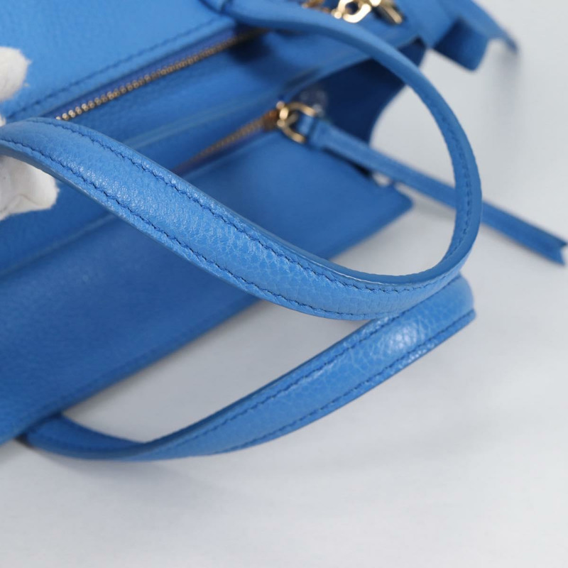 【日本直送】Salvatore Ferragamo Gancini 手提包 皮革 2way Blue Gold Auth 140859V-6