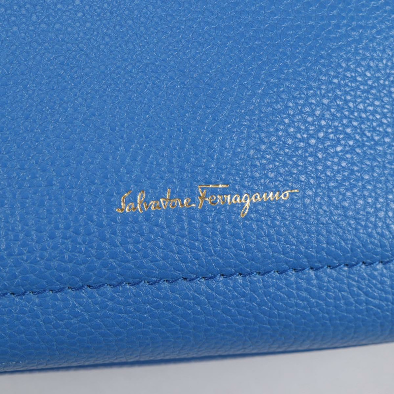 【日本直送】Salvatore Ferragamo Gancini 手提包 皮革 2way Blue Gold Auth 140859V-17