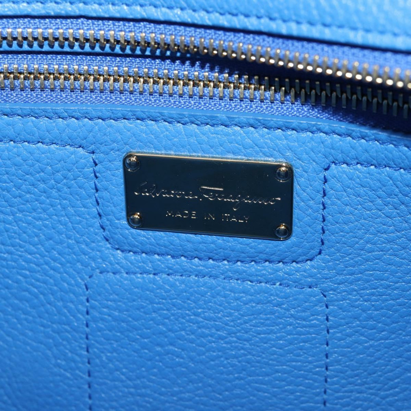 【日本直送】Salvatore Ferragamo Gancini 手提包 皮革 2way Blue Gold Auth 140859V-20