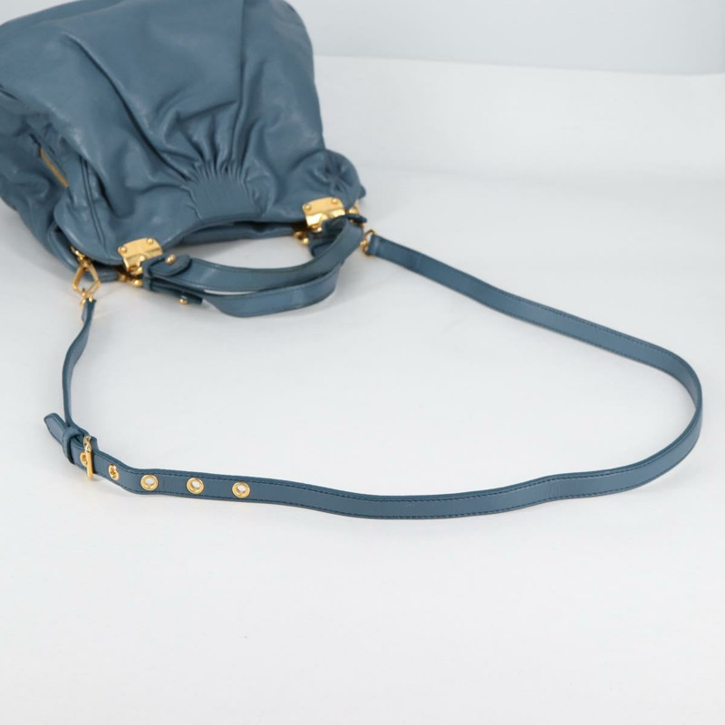 【日本直送】Miu Miu 手提包 皮革 兩用 藍色 金色 正品 SW1457V-7