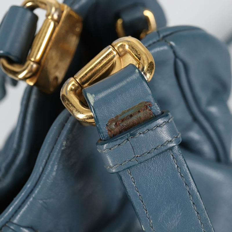 【日本直送】Miu Miu 手提包 皮革 兩用 藍色 金色 正品 SW1457V-9