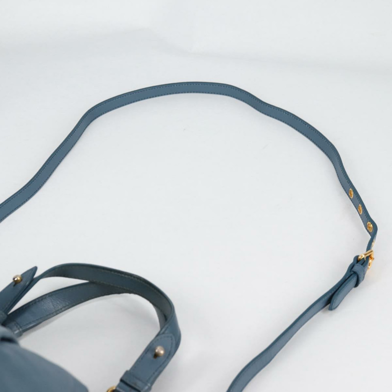 【日本直送】Miu Miu 手提包 皮革 兩用 藍色 金色 正品 SW1457V-14