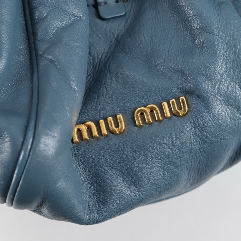 【日本直送】Miu Miu 手提包 皮革 兩用 藍色 金色 正品 SW1457V-18