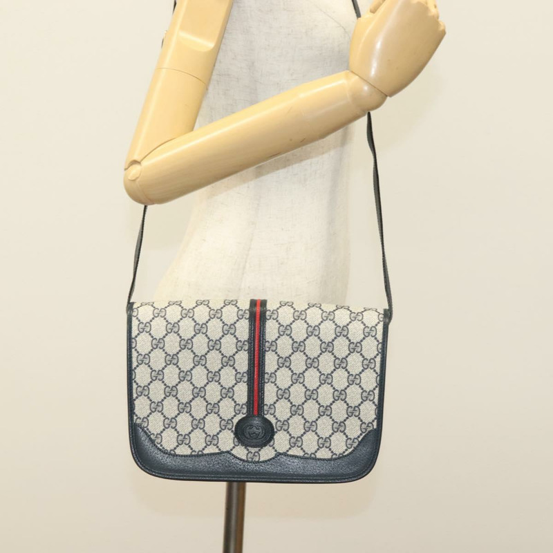 【日本直送】GUCCI GG Supreme Sherry Line 單肩包 PVC 海軍藍/金色 001 113 0551 正品 SW1462-22