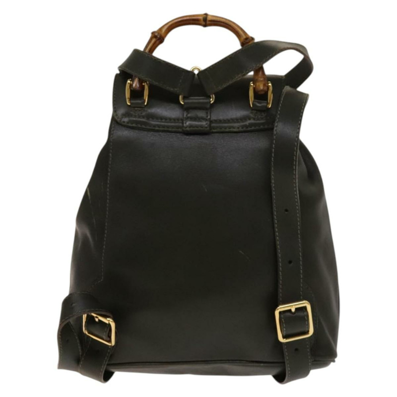 【日本直送】GUCCI 竹節雙肩包 皮革 暢貨卡其色 金色 003 3444 0030 正品 BA5469-1