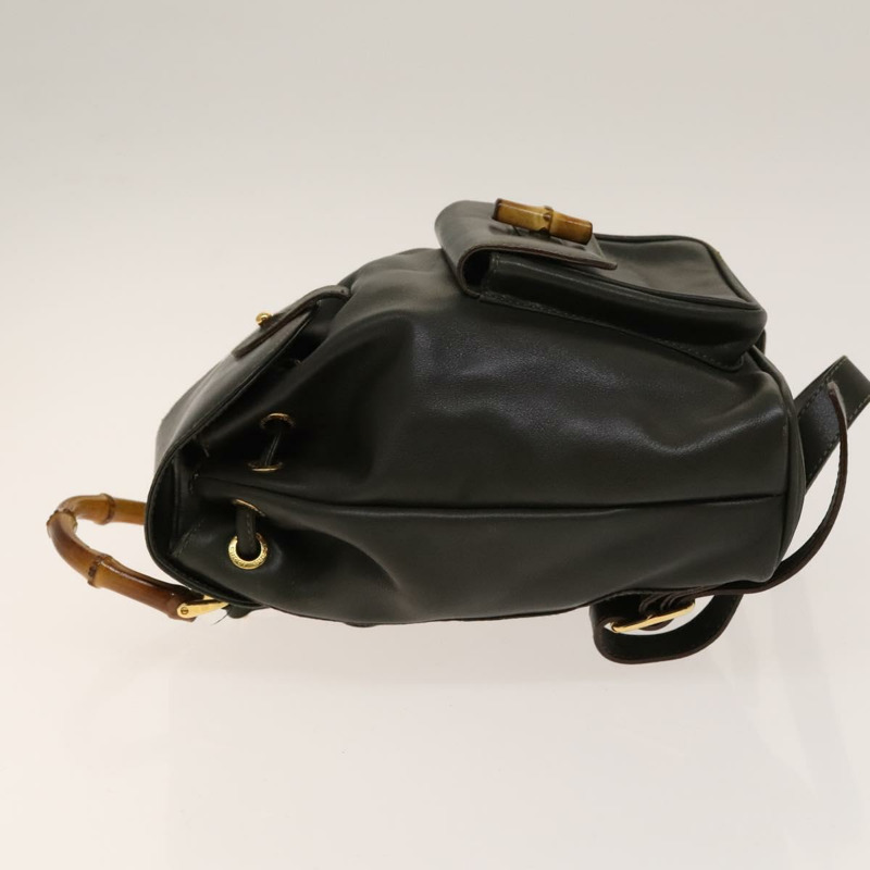 【日本直送】GUCCI 竹節雙肩包 皮革 暢貨卡其色 金色 003 3444 0030 正品 BA5469-3