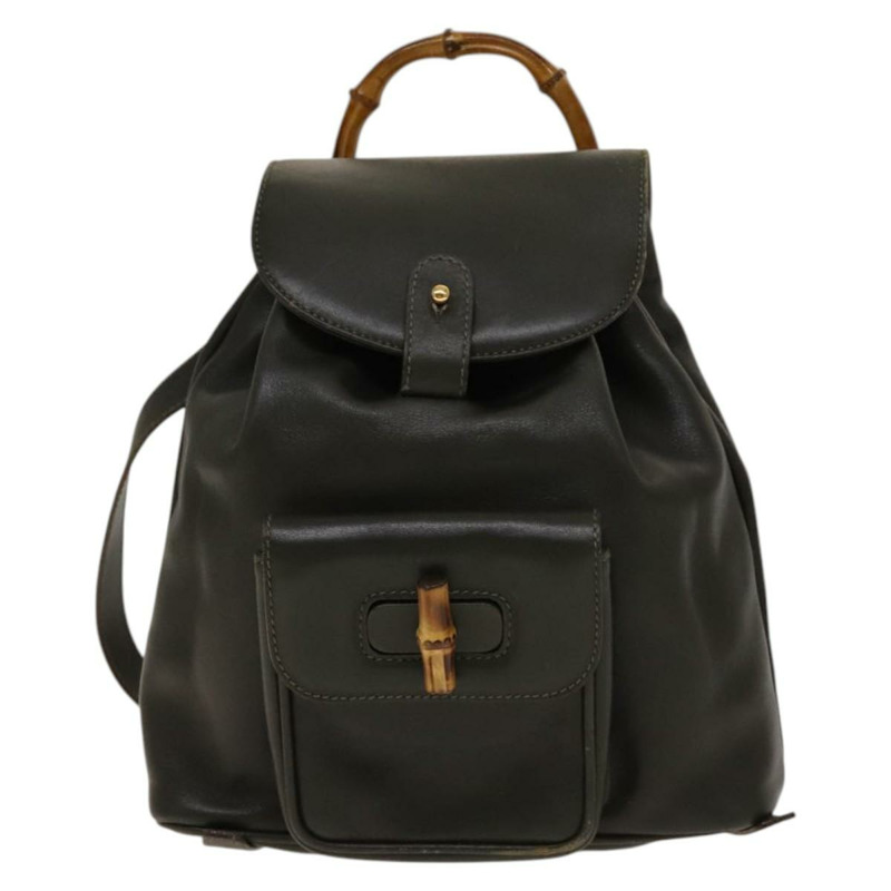 【日本直送】GUCCI 竹節雙肩包 皮革 暢貨卡其色 金色 003 3444 0030 正品 BA5469-12