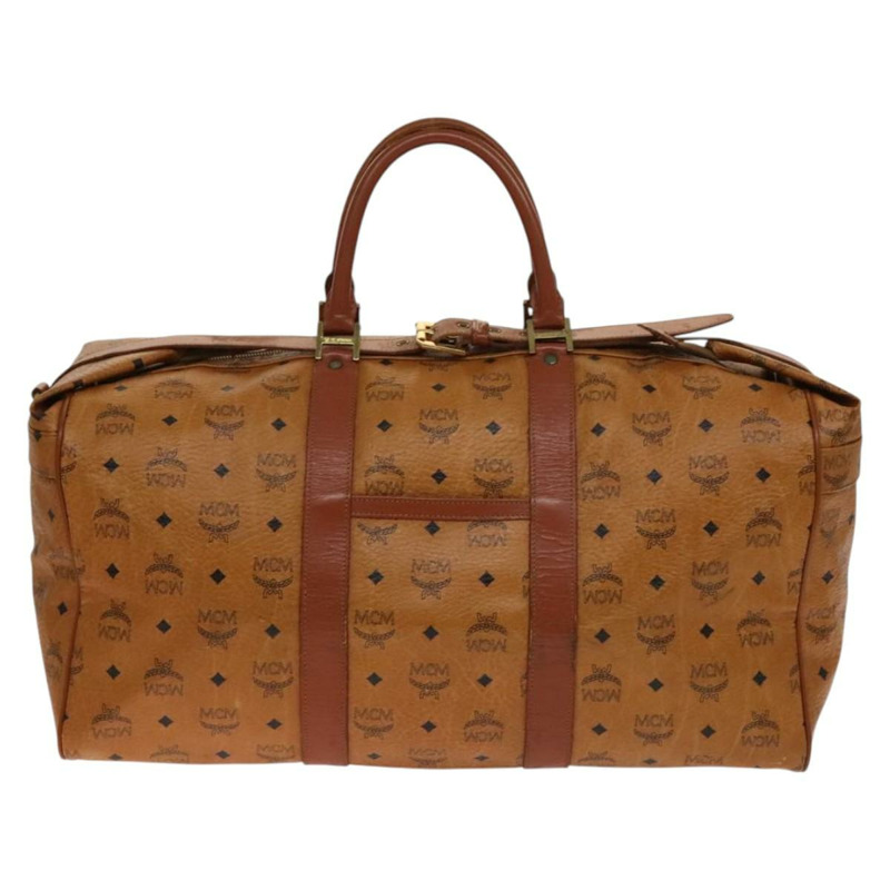 【日本直送】MCM Logoogram Vicetos 波士頓包 PVC 皮革 棕色 金色 正品 yk19343-1