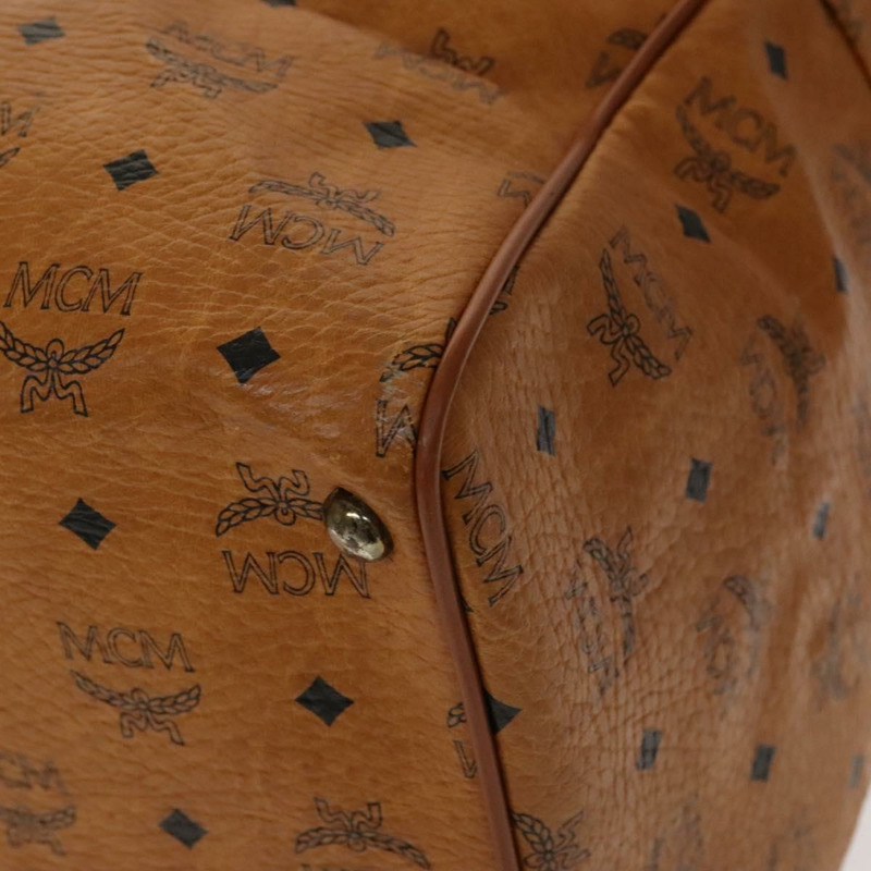 【日本直送】MCM Logoogram Vicetos 波士頓包 PVC 皮革 棕色 金色 正品 yk19343-8
