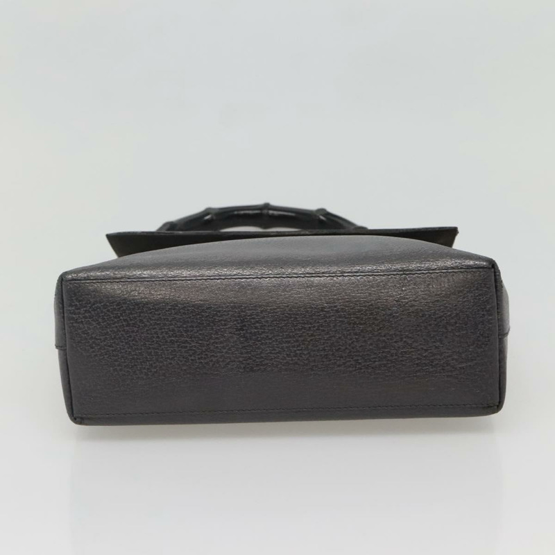 【日本直送】GUCCI 竹節手提包 皮革 金色 炭灰色 001 3444 1887 正品 138139-4