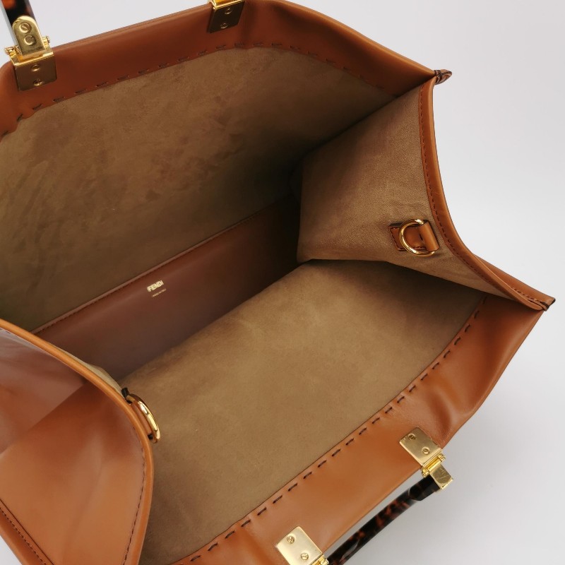 Fendi Sunshine大號牛皮純色字母Logo手提包-6