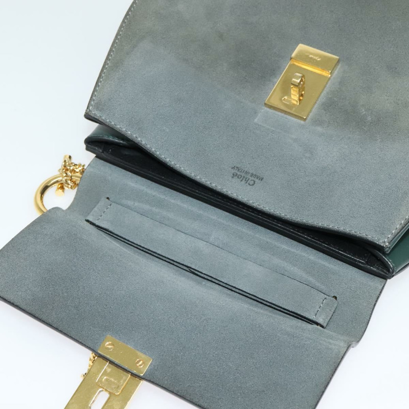 【日本直送】Chloe 鏈條 Drew 單肩包 皮革 卡其色 金色 正品 BA5346-17