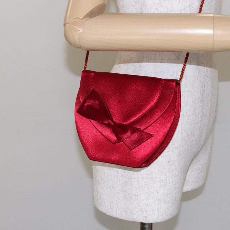 【日本直送】SAINT LAURENT 緞面紅色金色肩包 正品 BA5345-19