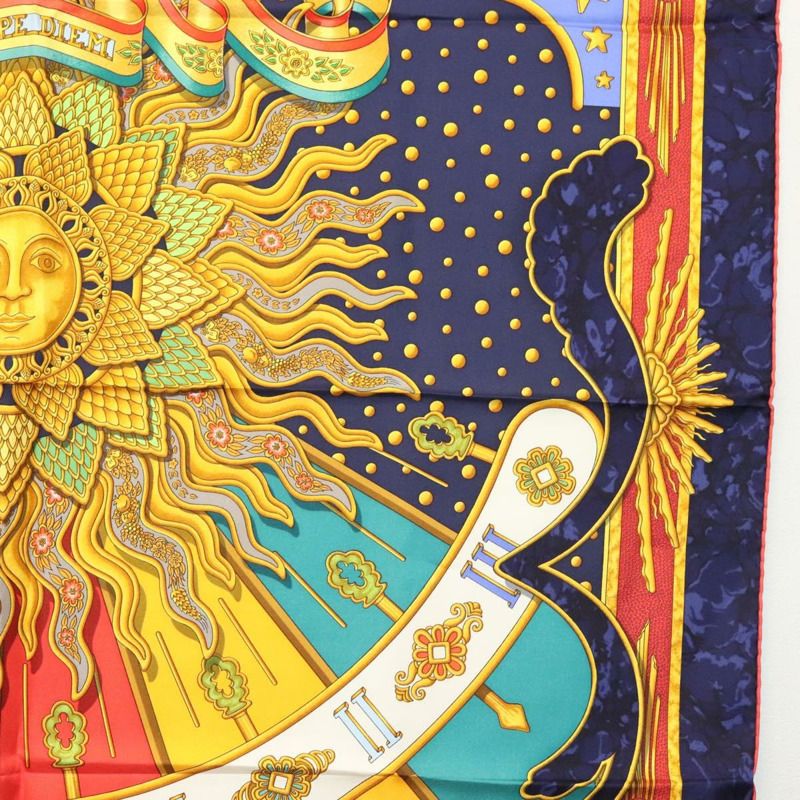 【日本直送】愛馬仕 Carre 90 絲巾 “CARPE DIEM” 真絲海軍藍 正品 BA5387-6