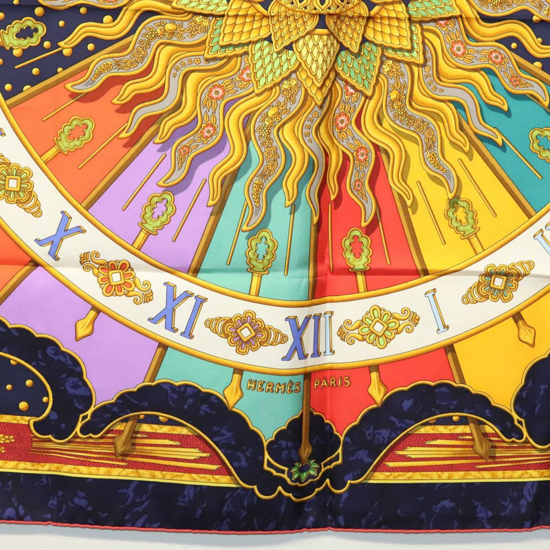 【日本直送】愛馬仕 Carre 90 絲巾 “CARPE DIEM” 真絲海軍藍 正品 BA5387-8