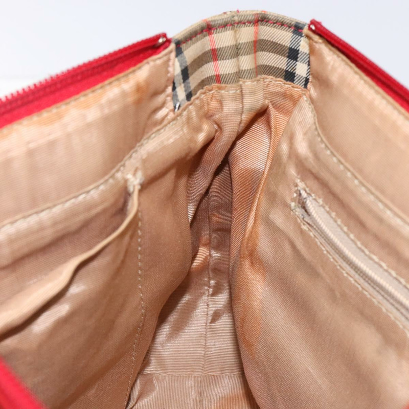 【日本直送】BURBERRY Nova 格紋手提包 帆布 米色 紅色 金色 正品 140919-18
