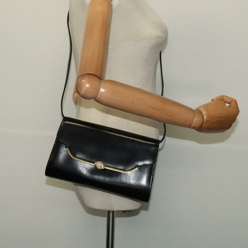 【日本直送】GUCCI 黑色金色皮革單肩包，正品編號 140948-20