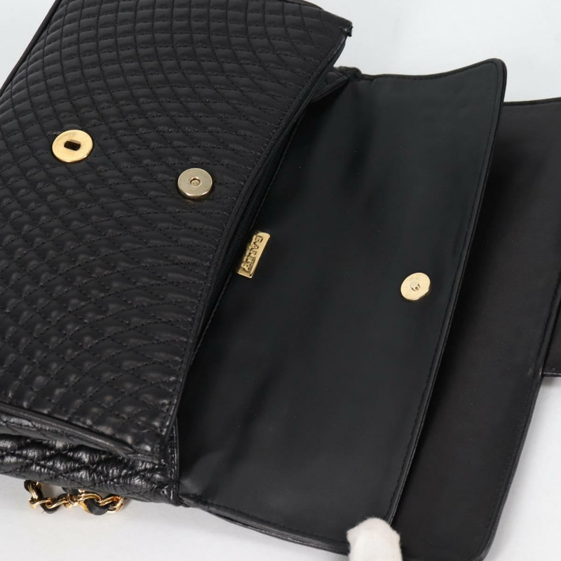 【日本直送】BALLY 絎縫鏈條單肩包 皮革 黑色 金色 正品 BA5269-8