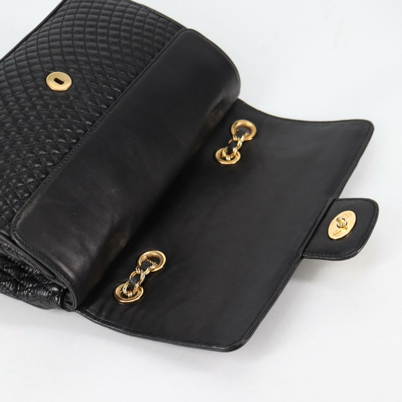 【日本直送】BALLY 絎縫鏈條單肩包 皮革 黑色 金色 正品 BA5269-18