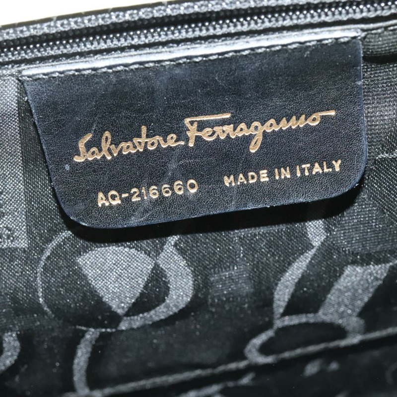 【日本直送】Salvatore Ferragamo Gancini 手提包 漆皮 兩用 米色 金色 正品 BA5280-11