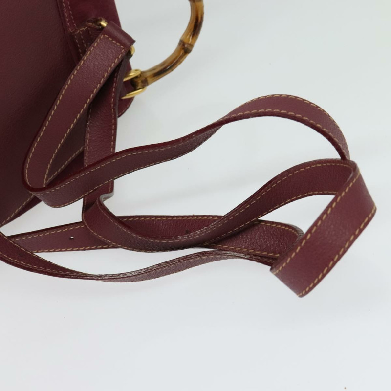 【日本直送】GUCCI 竹編雙肩包 絨面革 紫金色 003 2058 0030 正品 BA5244-6