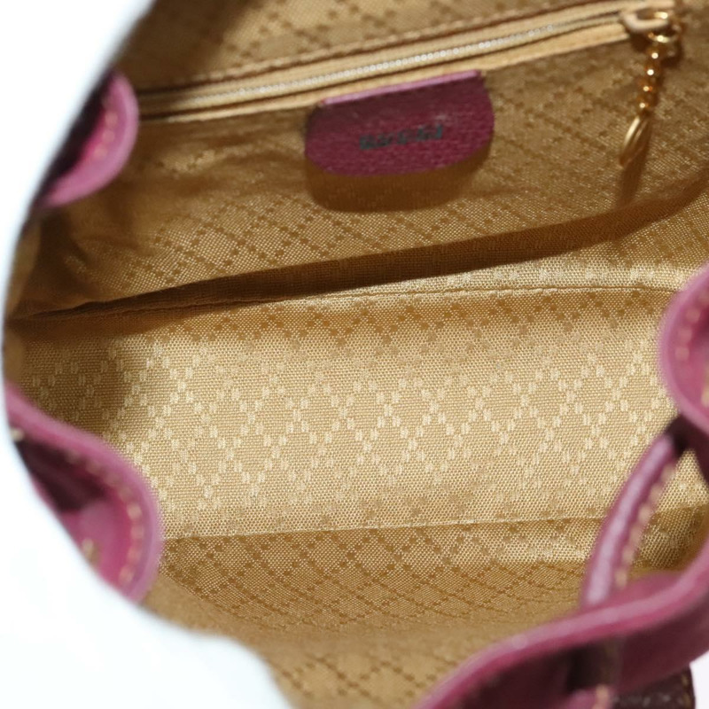 【日本直送】GUCCI 竹編雙肩包 絨面革 紫金色 003 2058 0030 正品 BA5244-10