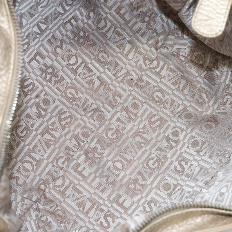 【日本直送】Salvatore Ferragamo Gancini 手提包 皮革 金銀色 正品 140914-10