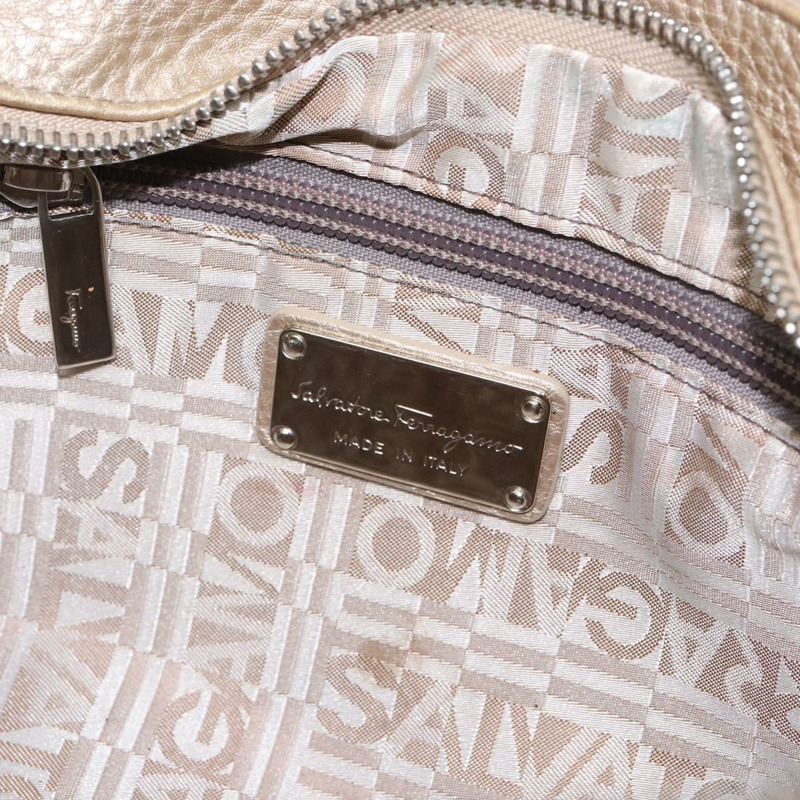 【日本直送】Salvatore Ferragamo Gancini 手提包 皮革 金銀色 正品 140914-18