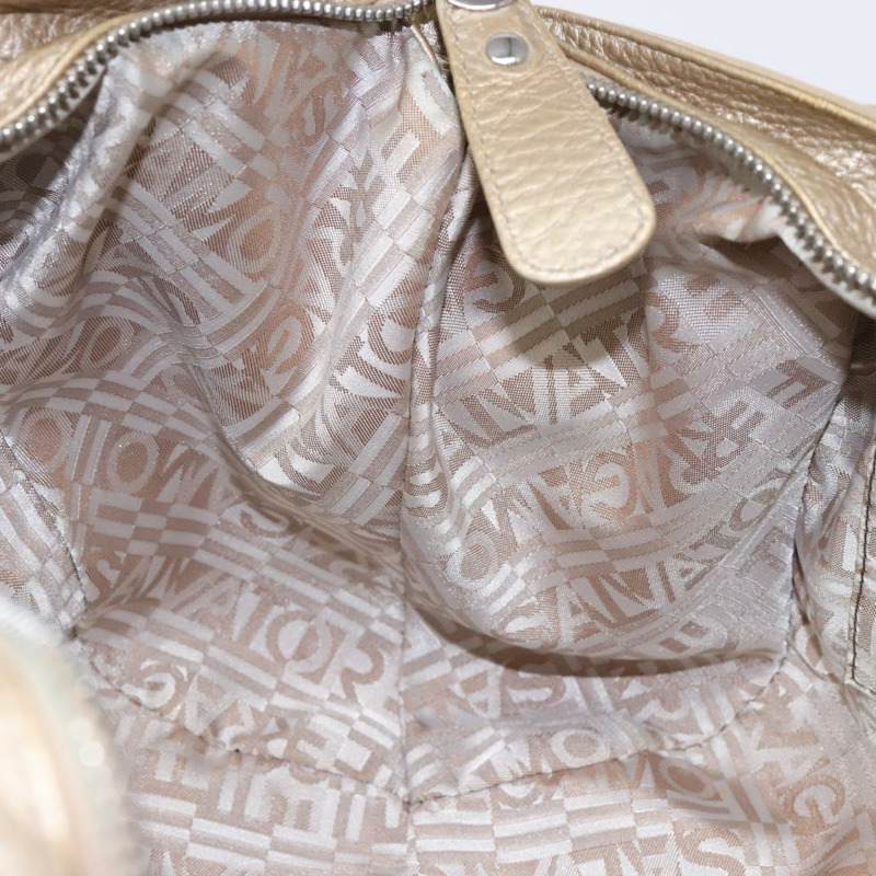 【日本直送】Salvatore Ferragamo Gancini 手提包 皮革 金銀色 正品 140914-19