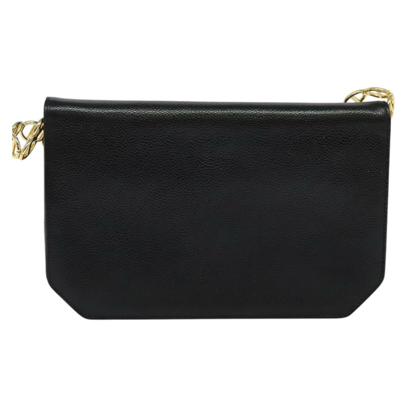 【日本直送】Christian Dior 鏈條肩背包 皮革 黑色 金色 正品 BA5226-1