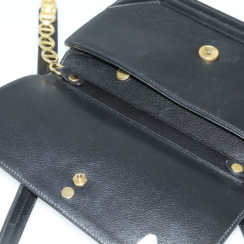 【日本直送】Christian Dior 鏈條肩背包 皮革 黑色 金色 正品 BA5226-9