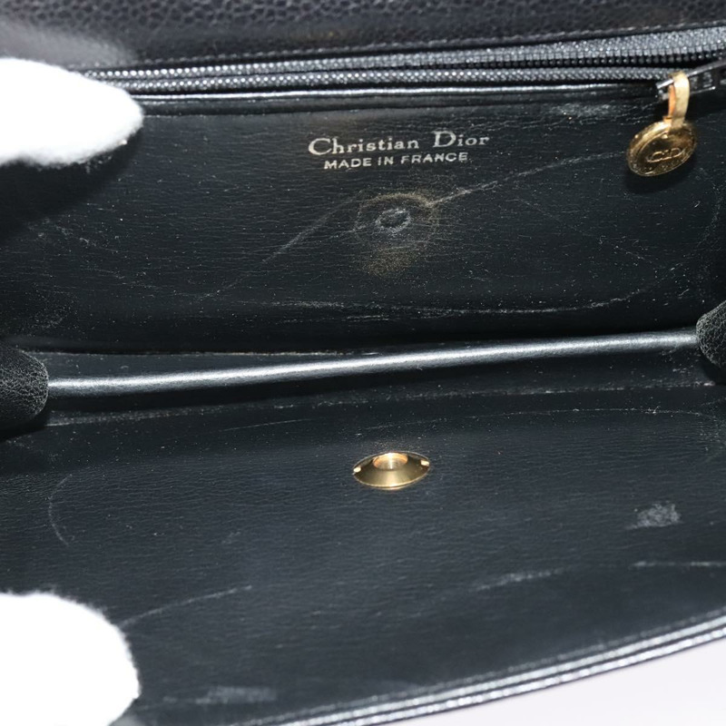 【日本直送】Christian Dior 鏈條肩背包 皮革 黑色 金色 正品 BA5226-11