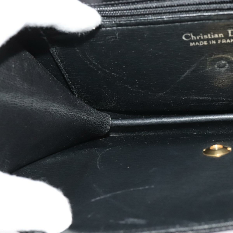 【日本直送】Christian Dior 鏈條肩背包 皮革 黑色 金色 正品 BA5226-17