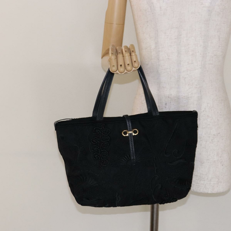 【日本直送】Salvatore Ferragamo Gancini 托特包 尼龍 黑色 金色 正品 BA5259-21