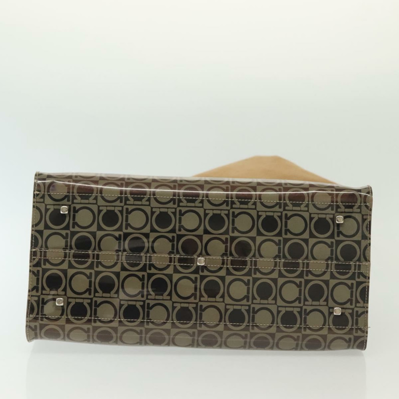 【日本直送】Salvatore Ferragamo Gancini 手提包 棕色乙烯基材質 正品 BA5292-4