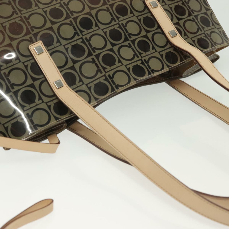 【日本直送】Salvatore Ferragamo Gancini 手提包 棕色乙烯基材質 正品 BA5292-5